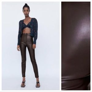 Zara brown leather pants
